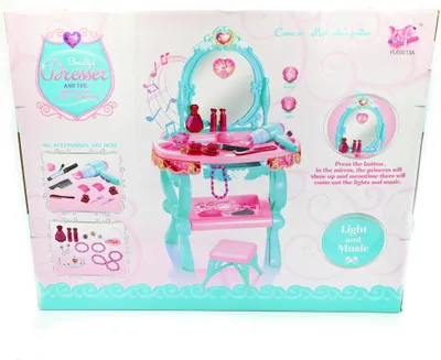 Produktbild von Prinzessinnen Schminktisch mit Hocker & Zubehör - Kinder Frisiertisch Set Licht & Sound