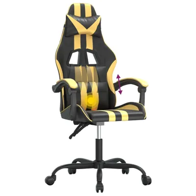 Image de Chaise de jeu pivotante Noir et doré Similicuir