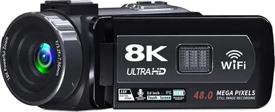 Zdjęcie produktu dla Aparat cyfrowy ZELURXX 8K 48 MP WiFi 3,0 calowy ekran dotykowy z odchylanym wyświetlaczem 18-krotny zoom Złącze mikrofonowe