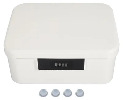 Image de Mallette de rangement verrouillable d'une capacité de 9 litres pour dossiers et organiseurs de documents, avec serrure à code à double couche, blanche
