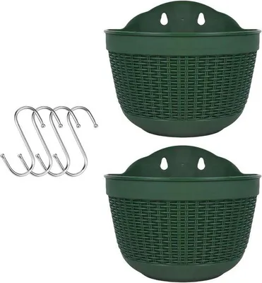 Immagine prodotto di Vasi da balcone in plastica con 4 ganci, montaggio a parete, sistema di drenaggio