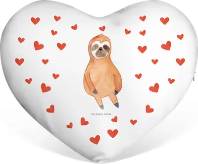 Produktbild von Mr. & Mrs. Panda Sofakissen Faultier Zufrieden - Weiß - Geschenk, Happy, Schmusekissen, glücklich, Kissen Herz, Herzkissen, Glück, Dekokissen, Gelassenheit