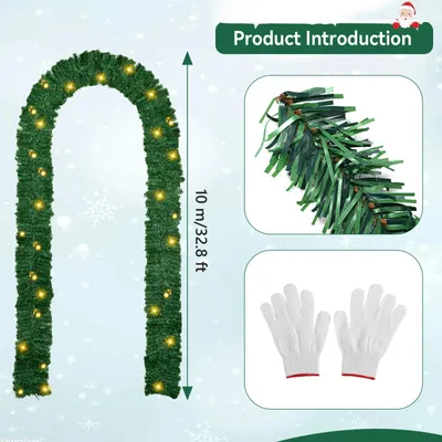 Produktbild von Weihnachtsgirlande - LED Lichterkette - 10 m - 100 LEDs - Polyester - Für Baum und Deko - Himmelblau