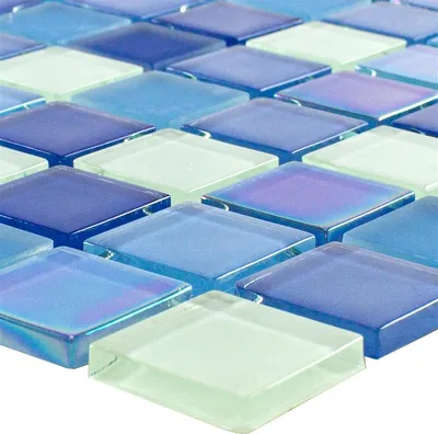 Produktbild von Glasmosaik Fliesen Karlsruhe Blau Weiss