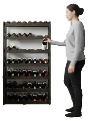 Zdjęcie produktu dla Regał na wino, wolnostojący, designerski, pojemność 30 butelek, kolor czarny