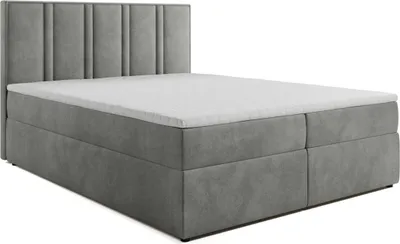Produktbild von Boxspringbett Ortez 160x200cm hellgrau - Stoff Riviera 91