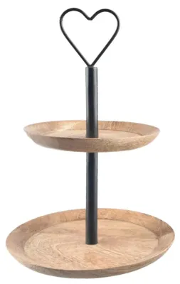 Obrázok produktu pre Drevená podnosová misa MANGO, 2-poschodová, 37 cm