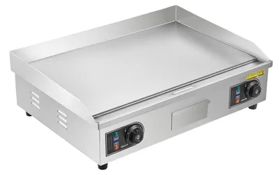 Obrázek produktu pro Komerční elektrická grilovací deska, 655 x 400 mm, 4000 W, nastavitelná teplota 50–300 °C, nerezová grilovací deska s 2 špachtlemi, 2 kartáči a 4 podložkami, na steaky (BEZ ZÁSTRČKY)