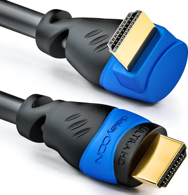 Produktbild von deleyCON 3m HDMI 90° Grad Winkel Kabel - Kompatibel zu HDMI 2.0/1.4 - UHD 4K HDR 3D 1080p 2160p ARC - Schwarz