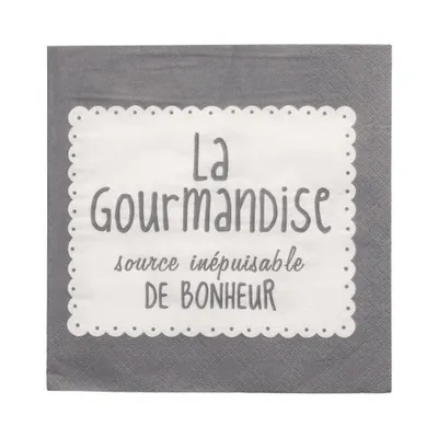 Produktbild von 240 Servietten, 3-lagig 1/4-Falz 33 cm x 33 cm grau "La Gourmandise"