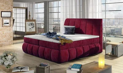 Produktbild von NABBI Gepolstert Doppelbett mit Stauraum Varesa 180 - Burgund