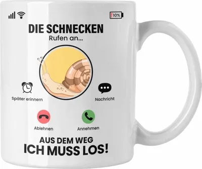 Produktbild von Trendation - Die Schnecken Rufen An Tasse Geschenk für Schnecken Züchter Besitzer Geschenkidee Lustig Spruch (Weiß)