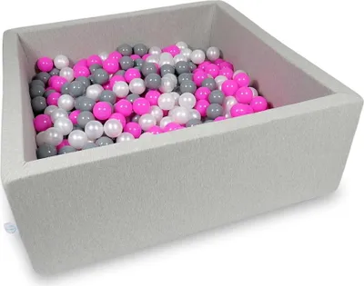 Image de Piscine à boules 110x110x40cm gris clair - Avec 600 boules / rose, perle, gris
