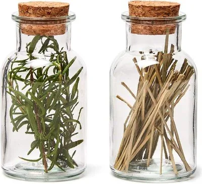 Image de Petites bouteilles en verre avec bouchon en liège pour herbes aromatiques, 150 ml, réutilisables