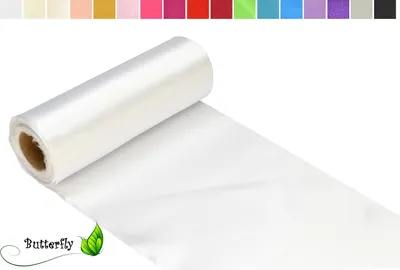 Produktbild von 9m Rolle Satin Tischband 15cm, Farbauswahl:weiß 029
