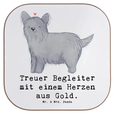 Produktbild von Mr. & Mrs. Panda Untersetzer für Gläser Skye Terrier Herz - Weiß - Geschenk, Loyalität, Coaster, Hunderassen Vielfalt, gläseruntersetzer, bieruntersetzer, Familienhund