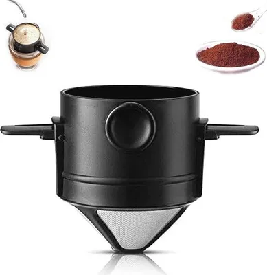 Immagine prodotto di Portafiltro per caffè in acciaio inossidabile lavabile, ideale per la casa, l'ufficio e il campeggio