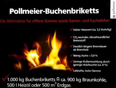 Image de Briquettes de hêtre Pollmeier 6kg Briquettes de bois Briquettes de hêtre Bois de chauffage