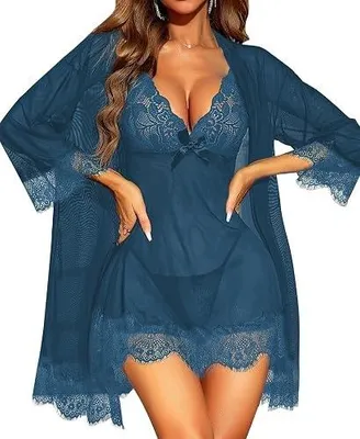 Zdjęcie produktu dla Bielizna nocna damska koronkowa babydoll szlafrok dla kobiet
