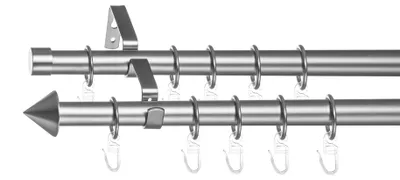 Produktbild von Lichtblick Gardinenstange Kegel 20 mm ausziehbar 2 läufig 130 - 240 cm Chrom Matt Chrom Matt