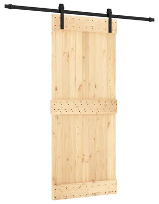 Produktbild von Schiebetür Natürlich und Schwarz 85 x 210 cm Massivkiefer