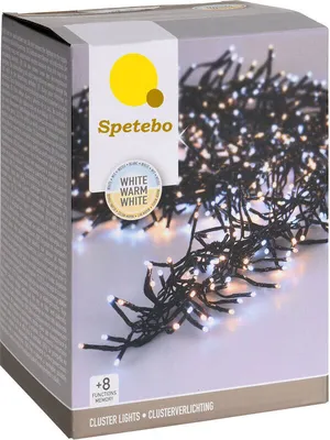 The image shows the packaging of a string of lights.