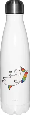 Produktbild von Mr. & Mrs. Panda Trinkflasche Einhorn Cocktail - Weiß - Geschenk, thermosflaschen, Einhörner, Spruch, trinkflaschen, isolierflaschen, Thermosflasche, Glitzer, Party