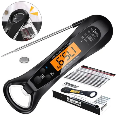 Produktbild von BBQ Thermometer Faltbare Digitale Fleischthermometer Lebensmittel Ofenthermometer Milch Wasser Öl Flüssigkeit Sonde, präzise 0,1°C