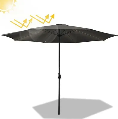 Image de Parasol de 270/350 cm avec manivelle | Parasol de jardin, parasol de balcon, protection solaire, protection UV 50+ | Parasol à manivelle, parasol de marché, imperméable, pour jardin, balcon, sans pied