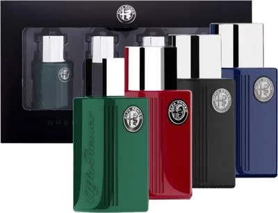 Produktbild von Alfa Romeo Mini-Geschenkset Grünes Eau de Toilette, 15 ml + Schwarzes Eau de Toilette, 15 ml + Blaues Eau de Toilette, 15 ml + Rotes Eau de Toilette, 15 ml