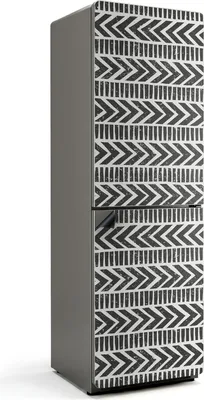 Produktbild von Muster mit Zickzacklinien und Linien – Magnetische Kühlschrank Abdeckung – Dekorfolie magnetisch Küche – Kühlschrank Magnet Deko – selbstklebende Magnettafel – Magnetfolie für Kühlschranktür – 60x190 cm
