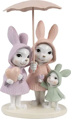 Produktbild von Clayre & Eef Dekorationsfigur Kaninchen 11x10x17 cm Weiß Rosa Leder