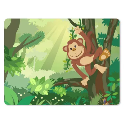 Produktbild von MuchoWow® Mauspad Mousepad Affe - Dschungel - Jungen - Mädchen - Blumen - Kinder 23x19 cm - Mousepads - Maus Mat - Pad - Mausunterlage - Schreibtischunterlage - Mauspad