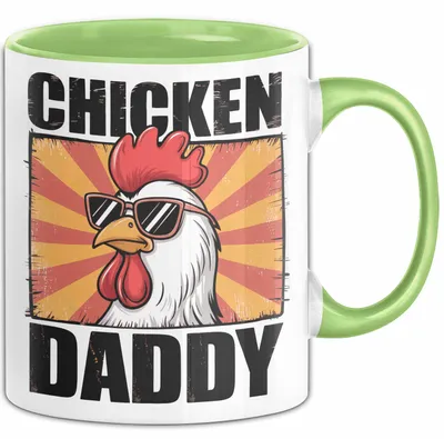 Produktbild von Huhn Tier Bauer Tasse Becher Geschenk Lustige Geschenkidee Spruch Hühnerpapa (Grün)
