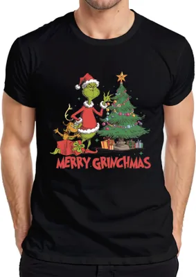 Produktbild von Merry Grinchmas Grinch Weihnachtsbaum Geschenke Weihnachten Herren T-Shirt, Schwarz, S