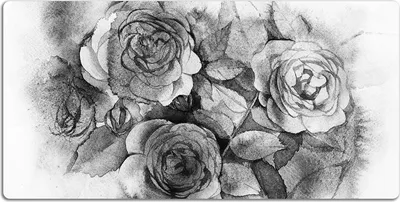 Produktbild von Schreibtischmatte Tischunterlage 90x45 cm Mauspad - Schwarze und weiße Rosen