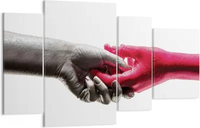 Produktbild von Bild auf Leinwand - Leinwandbild - 4 Teile - Hilfe Hände Symbol - 120x70cm - Wand Bild - Wanddeko - Wandbilder - Leinwanddruck - Bilder - Wanddekoration - Leinwand bilder - Wandbild - DL120x70-4483