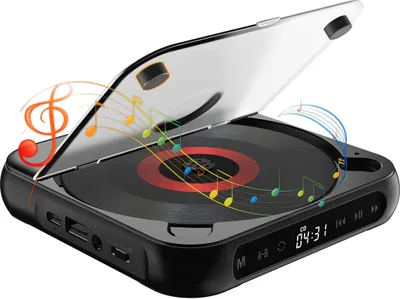 Produktbild von Schlanker Bluetooth-CD-Player, Typ-C-Schnellladefunktion, leicht und tragbar, Bluetooth/USB-Multifunktions-Player, Schwarz