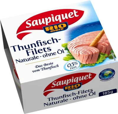 Produktbild von Saupiquet Thunfisch Filets naturale ohne Oel Premiumualitaet 185g