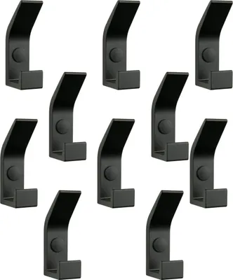 Immagine prodotto di set di 10 ganci da parete in alluminio nero opaco per il bagno - Eleganti portasciugamani per un'organizzazione elegante e funzionale in ogni ambiente