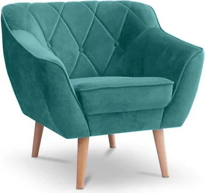 Produktbild von BETTSO Sessel Velvet Relaxsessel mit Holzbeinen Ohrensessel Polstersessel Einzelsofa Fernsehsessel Wohnzimmer 1 Sizer Sofa CARO 1 Türkis