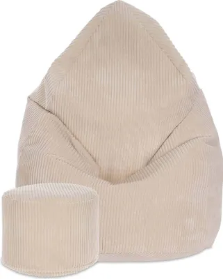 Obrázok produktu pre Dreamroots Bean Bag 80x80x120cm Beanbag s operadlom a stoličkou a poťahom Vankúš na sedenie Podlahový chladiaci vak Bubibag Vanilla Ice