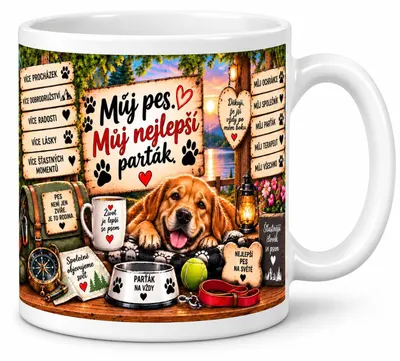 Zdjęcie produktu dla Kubek dla miłośników psów – "Mój pies, mój najlepszy przyjaciel" – 300 ml