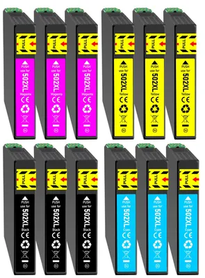 Produktbild von 12er Sparpack Druckerpatronen ersetzt Epson 502XL (502) für WF-2860 WF-2865 WF2880 XP-5100 XP-5105 XP-5150 XP-5155