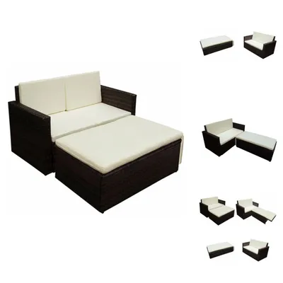 Produktbild von vidaXL 2-tlg. Garten-Lounge-Set mit Kissen Poly Rattan Braun -  Gartenmöbel-Sets