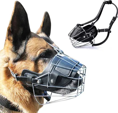 Produktbild von Metall Maulkorb Hunde Maulkörbe Ledermaulkorb für Groß Hunde Beißen und Sicherheitsgefühl für Meistens Hunde Hinterer, XXL