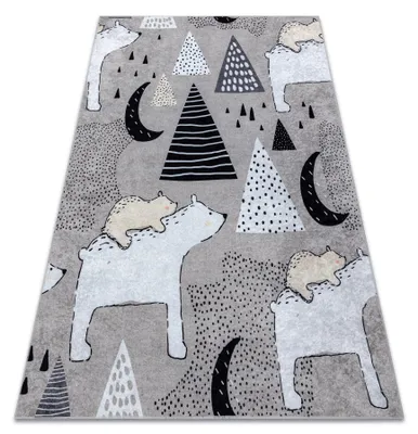 Image de Tapis lavable JUNIOR 51974.802 Ours, animaux pour les enfants antidérapant - gris gris 200x290 cm