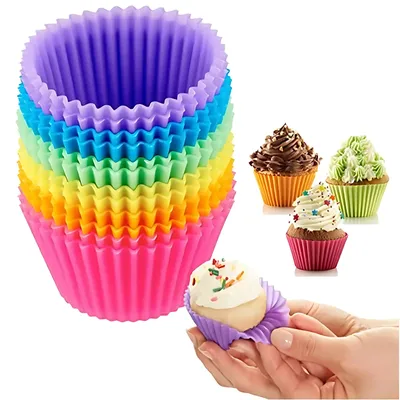 Productafbeelding van Gekleurde Cupcake Vormpjes - Cupcake Bakvorm - Muffin Bakvormpjes - Siliconen - 24 Stuks