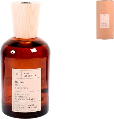 Immagine prodotto di H&H Diffusore Per Ambiente Fragranza Mintha In Vetro E Legno Ml 1000