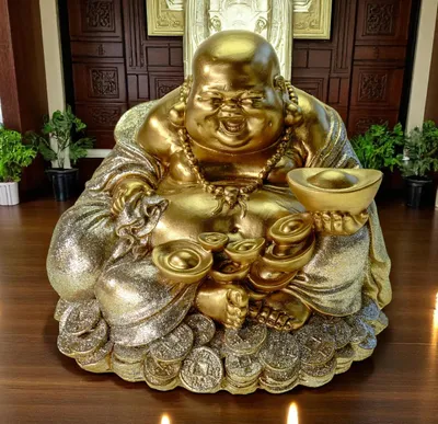 Produktbild von Kremers Schatzkiste XXL Glücksbuddha Spardose groß 18 cm Deko Sparschwein Figur